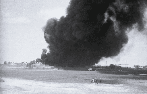 Пожар на шпалозаводе в Борках в мае 1970 года - вид с Бутырок – фото Владимира Ширини