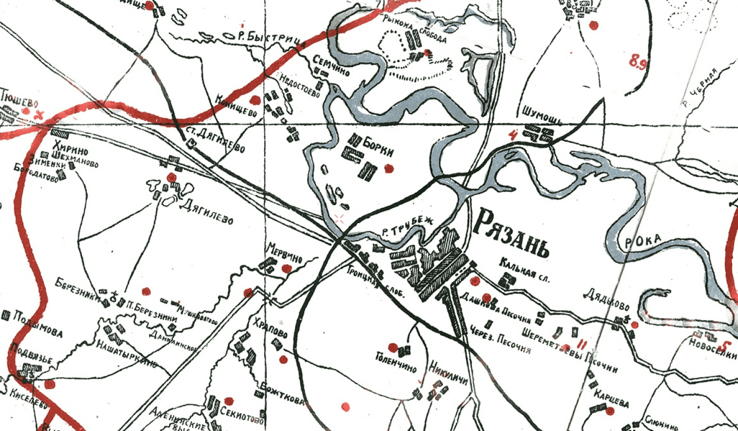 План Рязанского уезда 1924 года с селом Борки