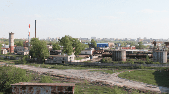 Панорама Шпалозавода со стороны грузового порта в 2013 году